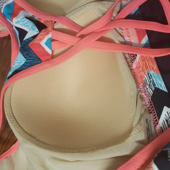 Zeroxposur Black / Orange & Blue Swimsuit Top Only Swimwear Size 2X - Picture 10 of 11